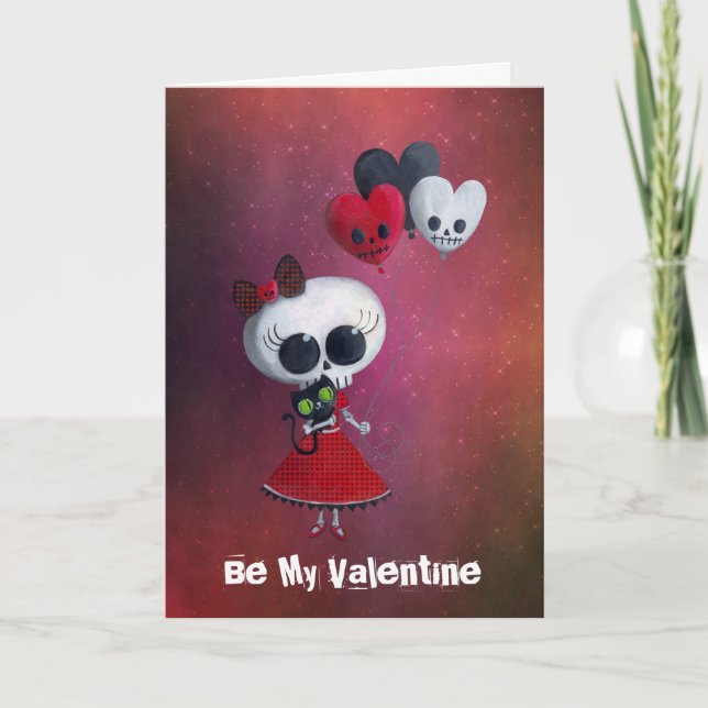 Tarjeta Festiva Pequeña Srta. Death Valentine (Anverso)