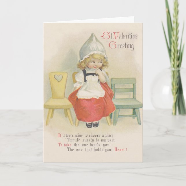 Tarjeta Festiva Pequeñas sillas Chicas holandesas (Anverso)