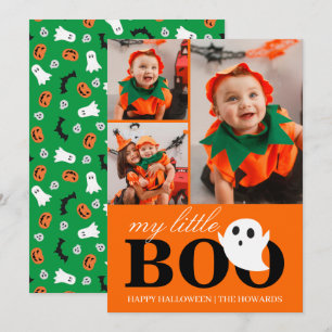 Tarjeta Festiva ¡Pequeño Boo! Foto de Halloween espeluznantemente