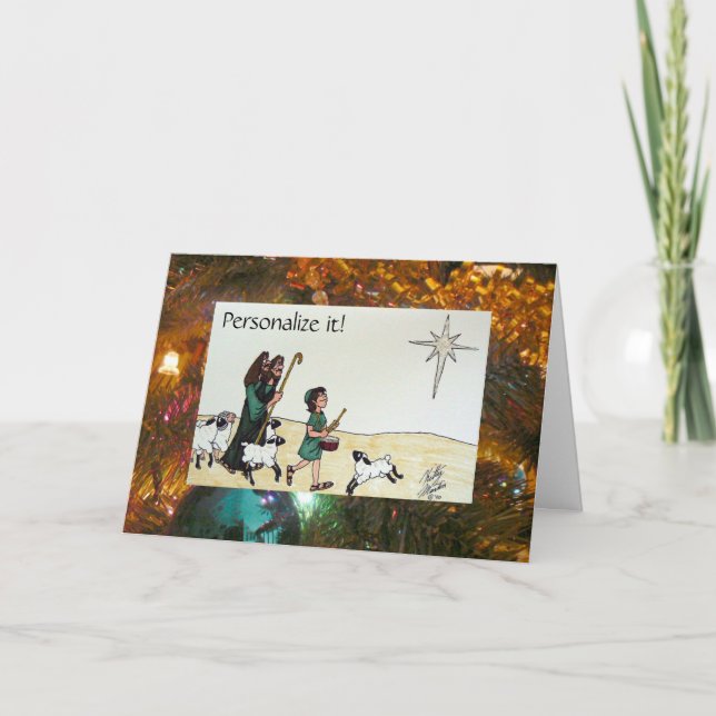 Tarjeta Festiva Pequeño chico tamborero (Anverso)