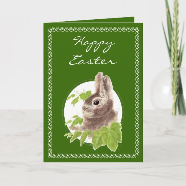 Tarjeta Festiva Pequeño conejito de pascua lindo para alguien (Anverso)