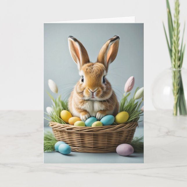 Tarjeta Festiva Pequeño conejo de Pascua (Anverso)