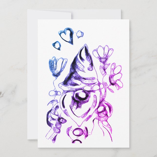 Tarjeta Festiva Pequeño gnomo romántico (Anverso)