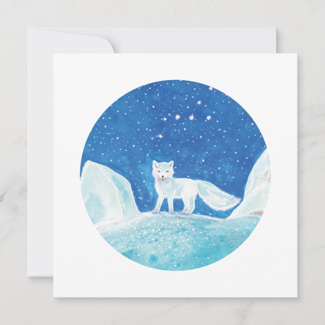 Tarjeta Festiva Pequeño Ilustracion de Fox Ártica (Vulpes Lagopus) (Anverso)
