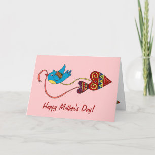 Tarjeta Festiva Pequeño pájaro arte folclórico ucraniano