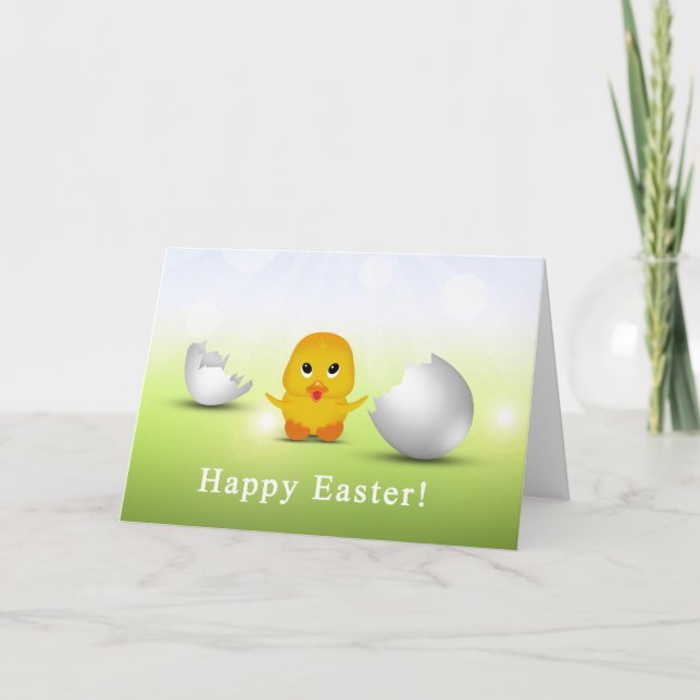 Tarjeta Festiva Pequeño polluelo feliz lindo del bebé de Pascua (Anverso)