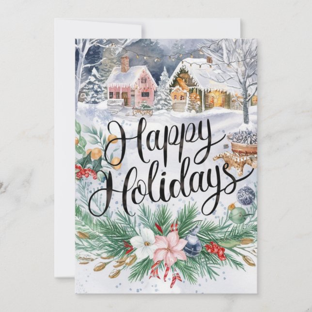 Tarjeta Festiva Pequeño regalo encantado Invierno feliz (Anverso)