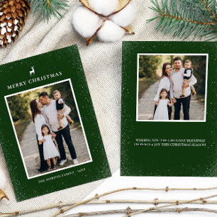 Tarjeta Festiva Pequeño reno Sencillo de copas de nieve Personaliz