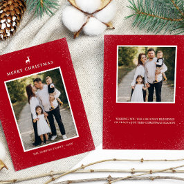 Tarjeta Festiva Pequeño reno Sencillo de copas de nieve Personaliz