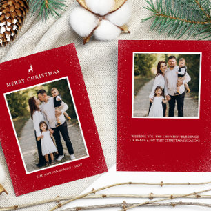 Tarjeta Festiva Pequeño reno Sencillo de copas de nieve Personaliz