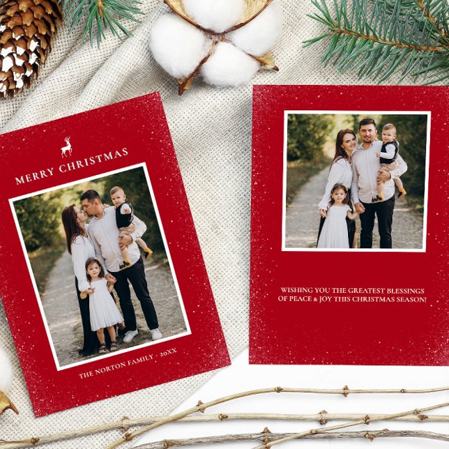 Tarjeta Festiva Pequeño reno Sencillo de copas de nieve Personaliz (Subido por el creador)