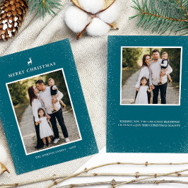 Tarjeta Festiva Pequeño reno Sencillo de copas de nieve Personaliz