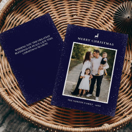 Tarjeta Festiva Pequeño reno simple copo de nieve foto Personaliza