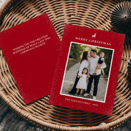 Tarjeta Festiva Pequeño reno simple copo de nieve foto Personaliza