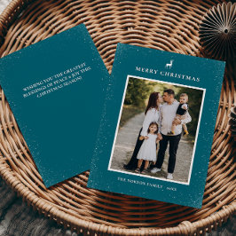 Tarjeta Festiva Pequeño reno simple copo de nieve foto Personaliza