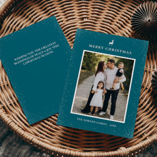 Tarjeta Festiva Pequeño reno simple copo de nieve foto Personaliza