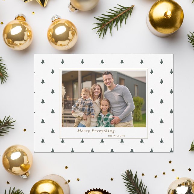Tarjeta Festiva Pequeños árboles pequeños Navidades de vacaciones  (Cute Tiny Trees Christmas Holidays Photo Holiday Card)