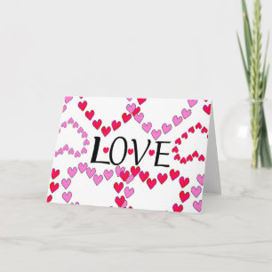 Tarjeta Festiva Pequeños corazones Amor Rojo Rosa