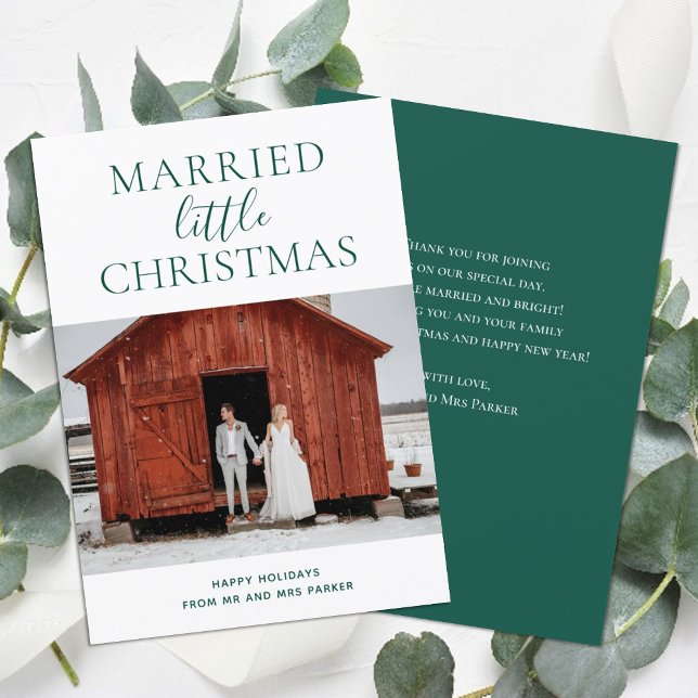 Tarjeta Festiva Pequeños Navidades casados Guión verde foto modern (Subido por el creador)