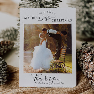 Tarjeta Festiva Pequeños Navidades casados minimalistas gracias