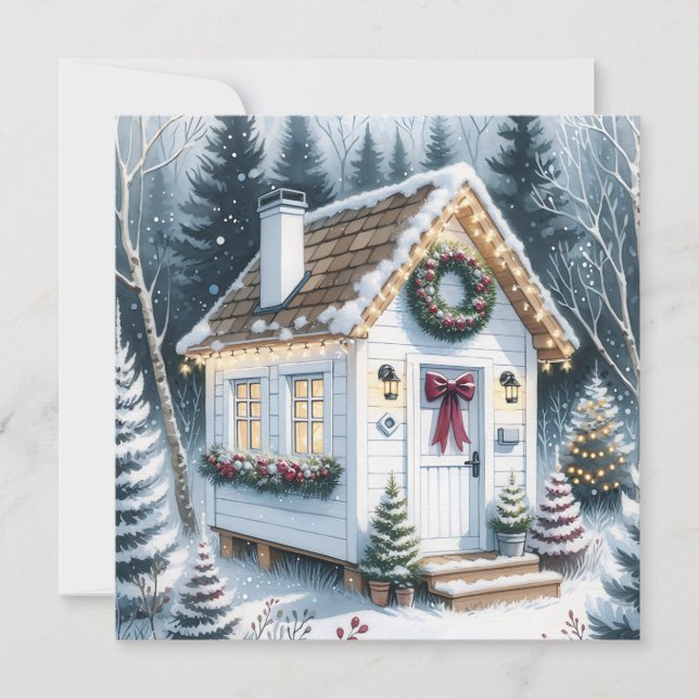 Tarjeta Festiva Pequeños Navidades caseros blancos festivos (Anverso)