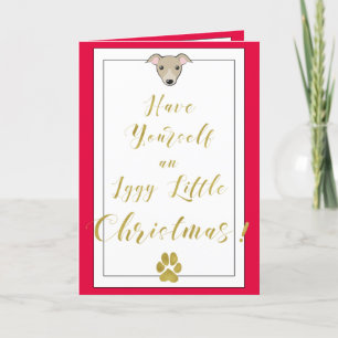 Tarjeta Festiva Pequeños Navidades Iggy Fun elegante guión de oro