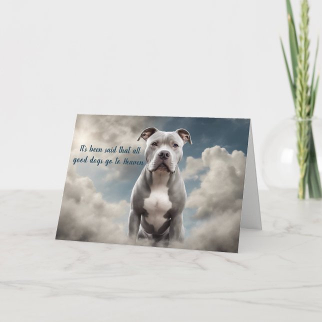 Tarjeta Festiva Pérdida de la simpatía del cielo del perro Pitbull (Anverso)