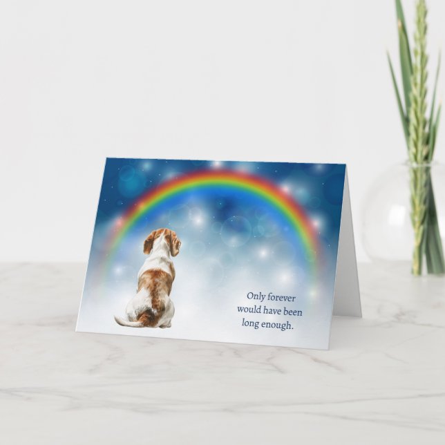 Tarjeta Festiva Pérdida de Perro Sabueso Beagle Noche Arcoíris Sim (Anverso)