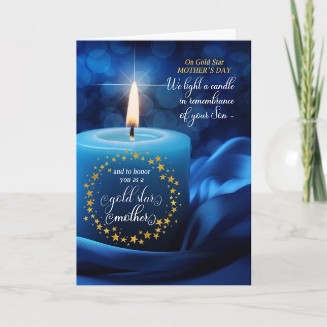 Tarjeta Festiva Pérdida de una vela azul del Día de la Madre, estr (Anverso)