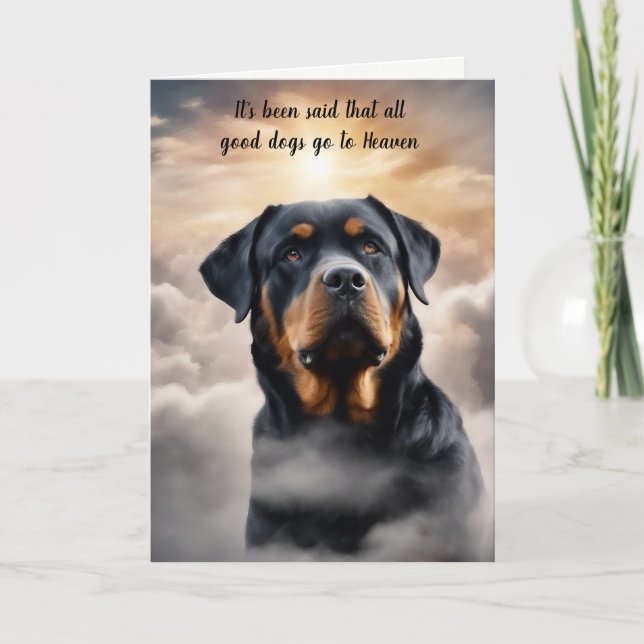 Tarjeta Festiva Pérdida del Cielo para Perro Rottweiler de Condole (Anverso)