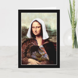 Tarjeta Festiva Peregrino de Acción de Gracias a la Mona Lisa con 
