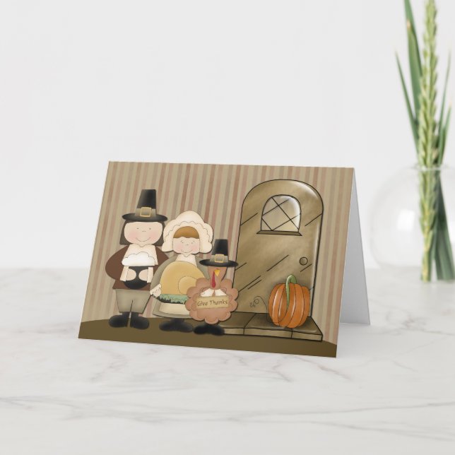 Tarjeta Festiva Peregrinos y Turquía, Acción de Gracias (Anverso)
