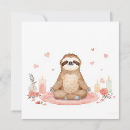 Tarjeta Festiva Perezoso en clase de yoga el Día de San Valentín