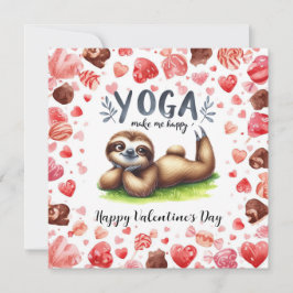 Tarjeta Festiva Perezoso en clase de yoga el Día de San Valentín