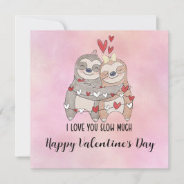 Tarjeta Festiva Perezoso en clase de yoga el Día de San Valentín