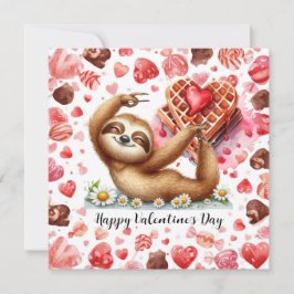 Tarjeta Festiva Perezoso en clase de yoga el Día de San Valentín