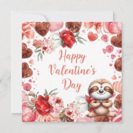 Tarjeta Festiva Perezoso en clase de yoga el Día de San Valentín