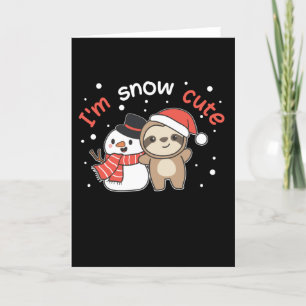Tarjeta Festiva Perezoso Estoy Nieve Lindo Muñeco de Nieve Juego d