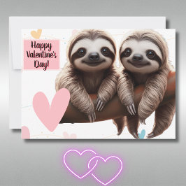 Tarjeta Festiva Perezoso Lindo San Valentín Amor Pasando el Rato D