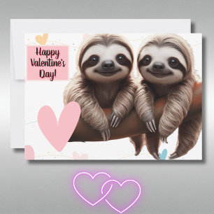 Tarjeta Festiva Perezoso Lindo San Valentín Amor Salir Divertido