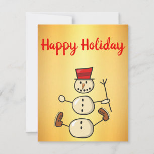 Tarjeta Festiva Perfecto, dulce, Navidades de oro Snowman