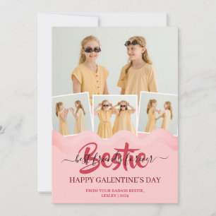 Tarjeta Festiva Perforación rosa dulce Galentines día bestial Foto