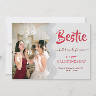 Tarjeta Festiva Perforación rosa dulce Galentines día bestial Foto