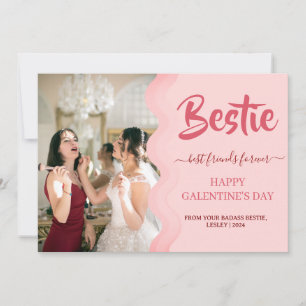 Tarjeta Festiva Perforación rosa dulce Galentines día bestial Foto