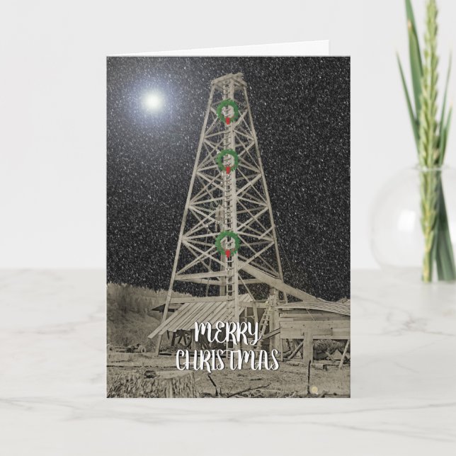 TARJETA FESTIVA PERFORADORES DE POZOS POZO PETROLERO FOTOGRAFÍA AN (Anverso)
