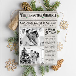Tarjeta Festiva Periódico Antiguo 2 Foto ¡Qué Año de Navidad!