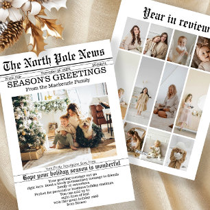 Tarjeta Festiva Periódico de Navidades de noticias del Polo Norte 
