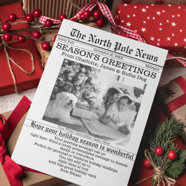 Tarjeta Festiva Periódico de Navidades de noticias del Polo Norte