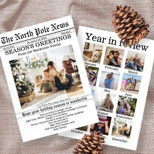Tarjeta Festiva Periódico de Navidades de noticias del Polo Norte 