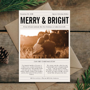 Tarjeta Festiva Periódico de Navidades Merry y Bright